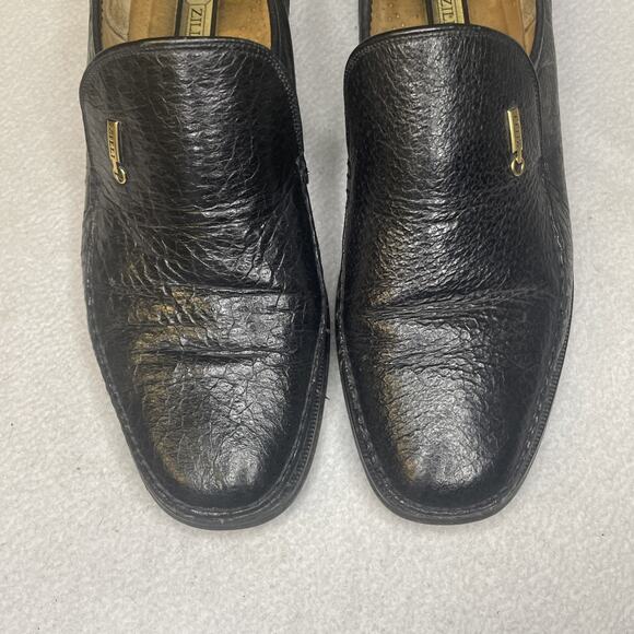 Authentic ZILLI Handmade Italian Black Leather Loafers 44 1/2 Slip On main image 15